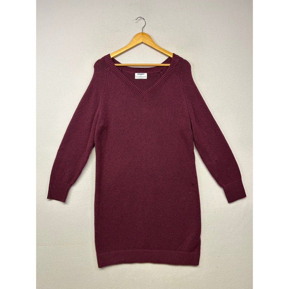 Cozy Fall Winter Old Navy Womens Medium Burgundy V-Neck SoSoft Sweater Dress